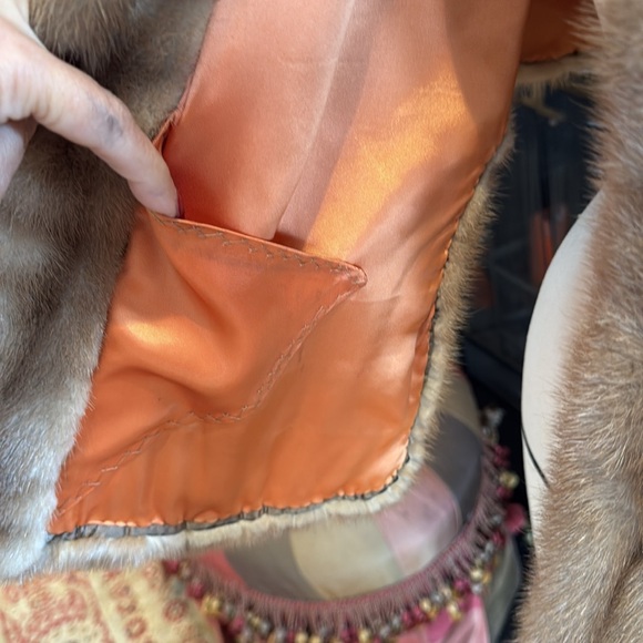Vintage Mink Jacket Luxurious Natural Light Brown Genuine Mink Fur Stole Coat